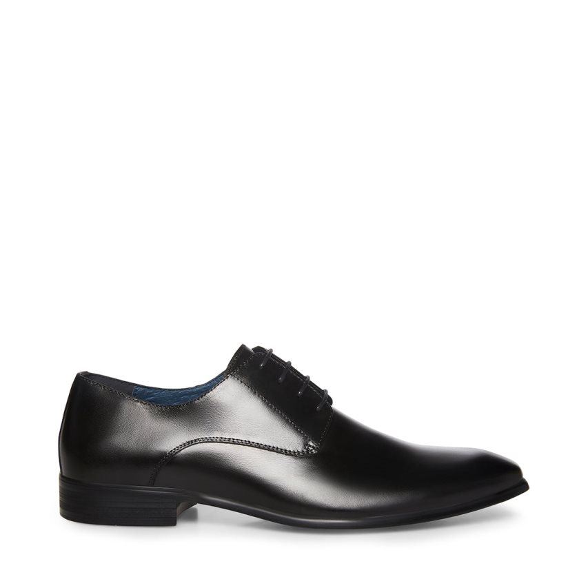 Black Steve Madden Beaux Leather Men\'s Derby Shoes | PH 1653QGU